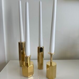 Luxurious Gold Candle Holders with White Candles